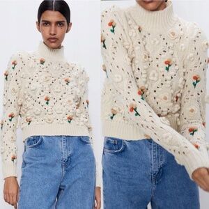 Zara 3D orange flower sweater!